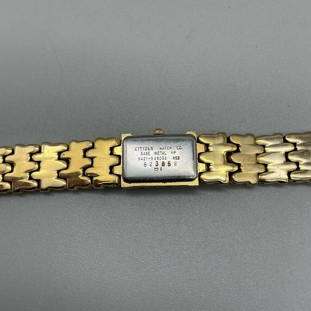 Vtg Citizen Elegance Womens Watch 14mm MOP Gold Tone Hidden Dial New Battery